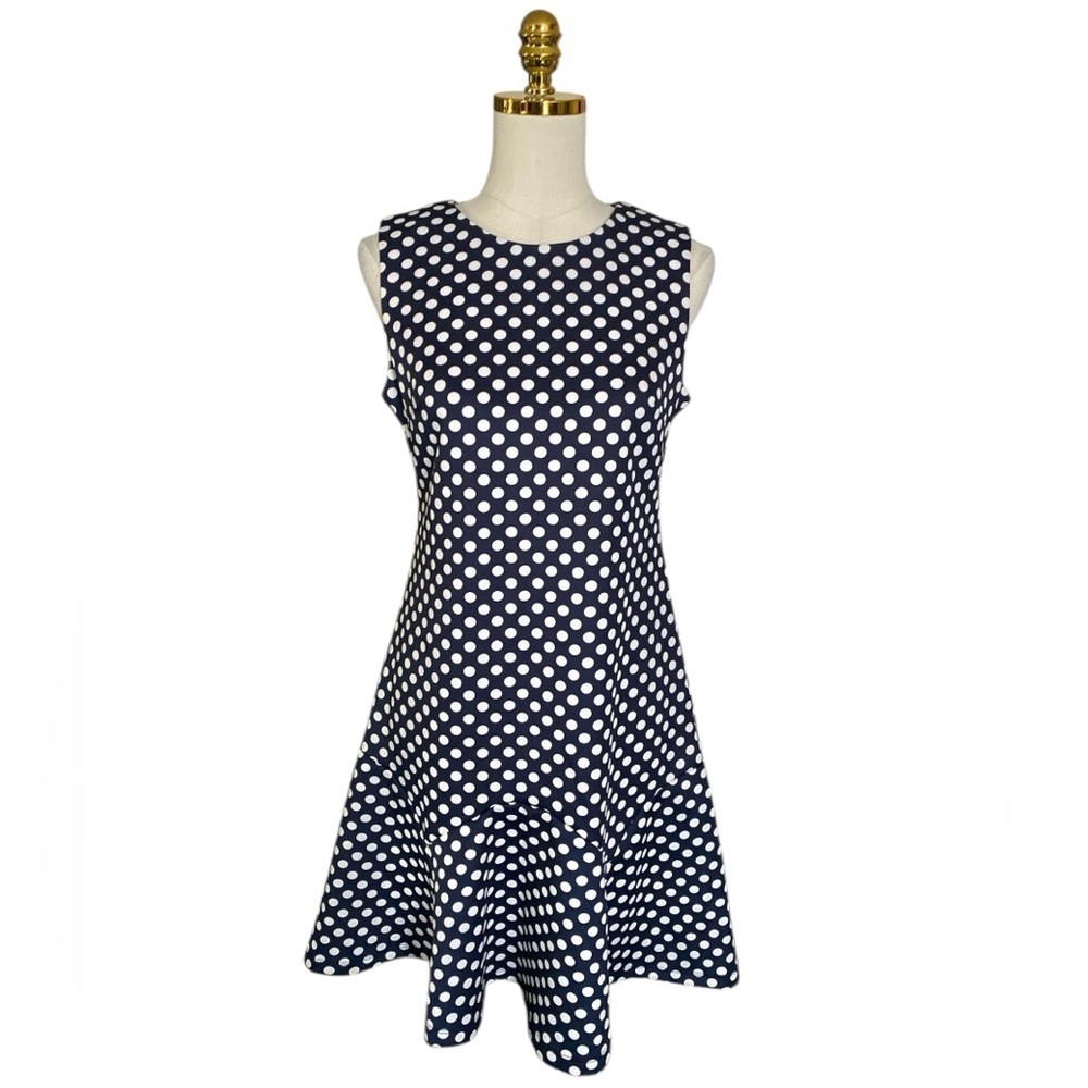 Shelby & Palmer Women’s Navy/White Polka Dot Fit & Flare Sleeveless Dress Size 8